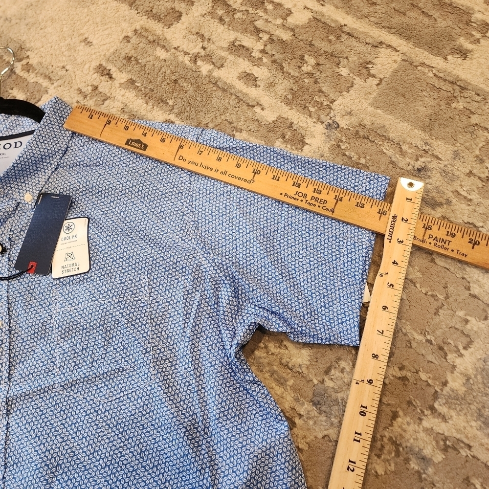 NWT IZOD Football Printed Blue Short Sleeve Button Down Shirt. Men's Size XXL. - Picture 12 of 16